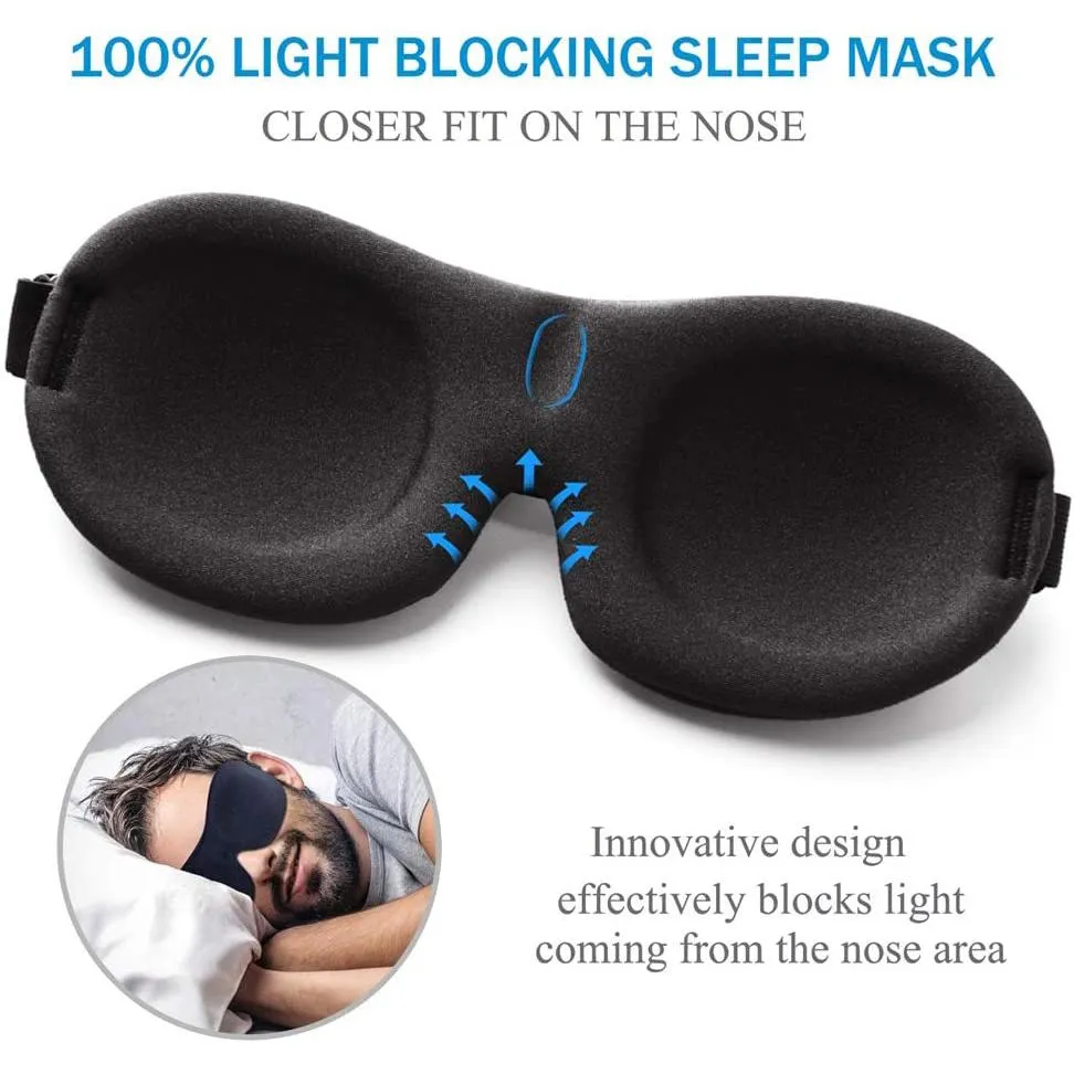 3-Pack: Blackout Eye Mask with Adjustable Strap