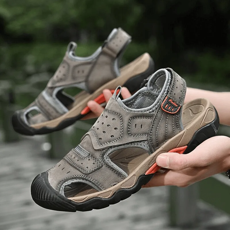 Anti-Collision Toe Genuine Leather Outdoor Walking Hiking Shoes - SF1056