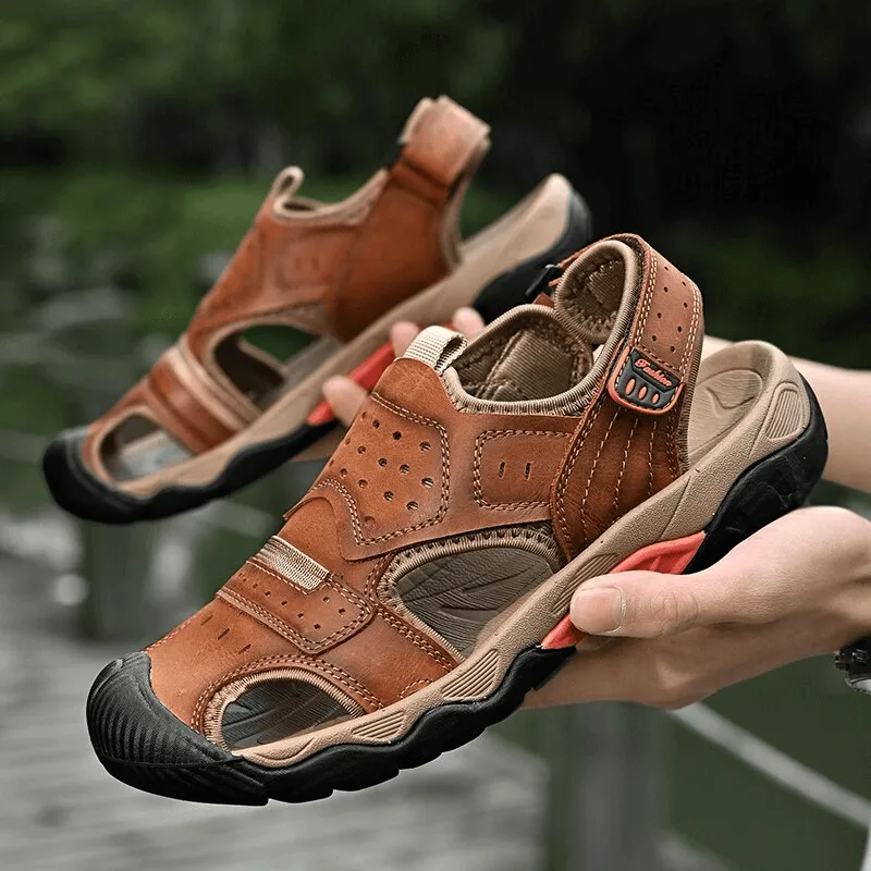 Anti-Collision Toe Genuine Leather Outdoor Walking Hiking Shoes - SF1056