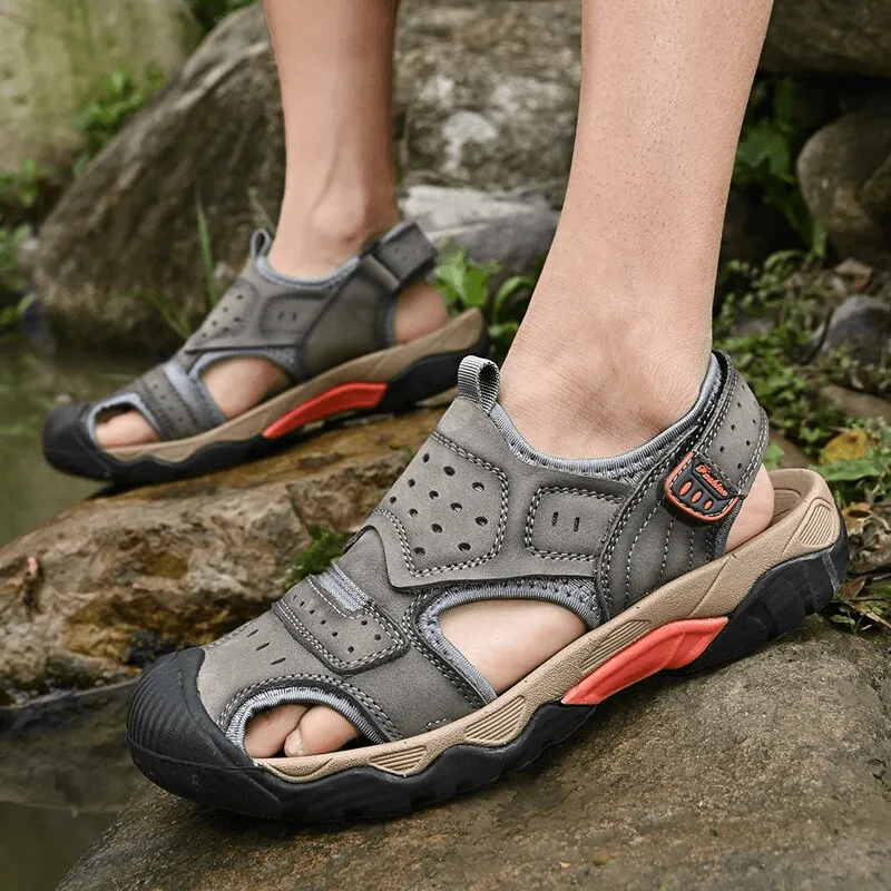 Anti-Collision Toe Genuine Leather Outdoor Walking Hiking Shoes - SF1056