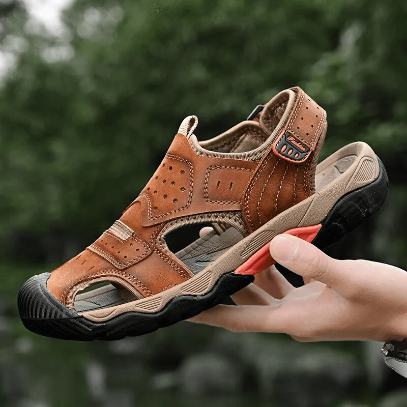 Anti-Collision Toe Genuine Leather Outdoor Walking Hiking Shoes - SF1056