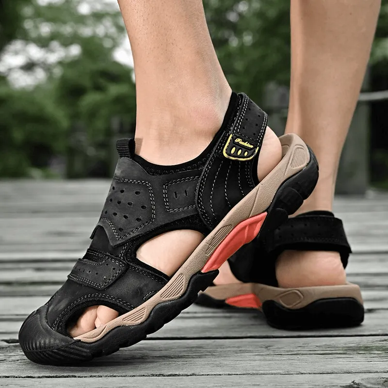 Anti-Collision Toe Genuine Leather Outdoor Walking Hiking Shoes - SF1056