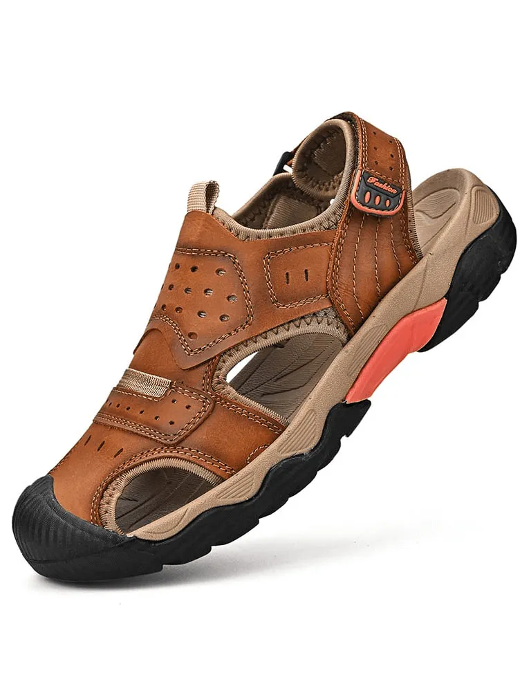 Anti-Collision Toe Genuine Leather Outdoor Walking Hiking Shoes - SF1056