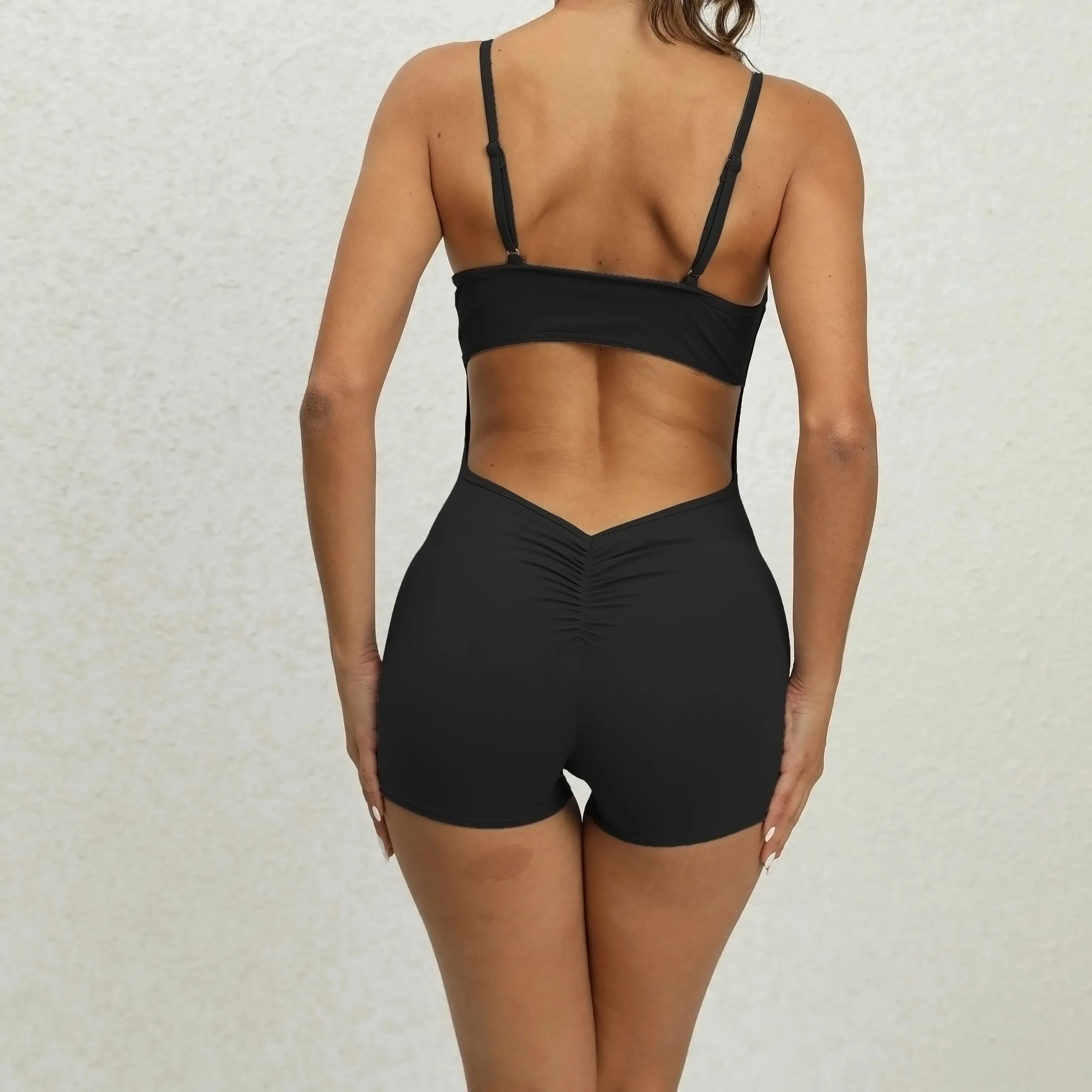 Backless Jumpsuit Gym Set