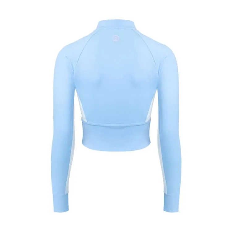 Barrel Women Motion Crop Zip-Up Rash Guard-AQUA