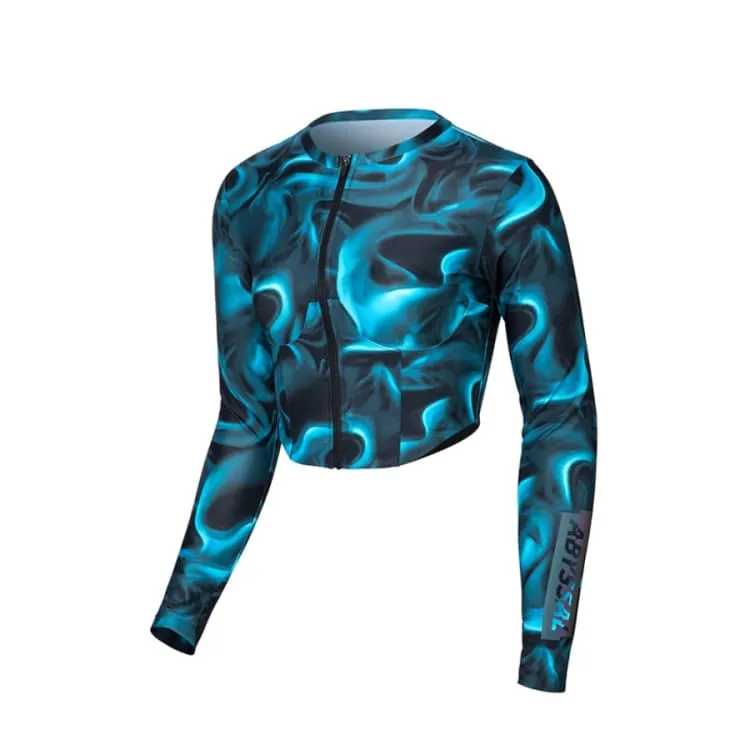 Barrel Womens Abyssal Crop ZipUp Rashguard-SMOKE