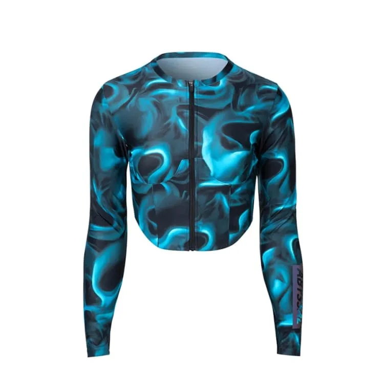 Barrel Womens Abyssal Crop ZipUp Rashguard-SMOKE