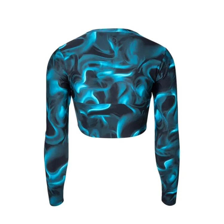 Barrel Womens Abyssal Crop ZipUp Rashguard-SMOKE