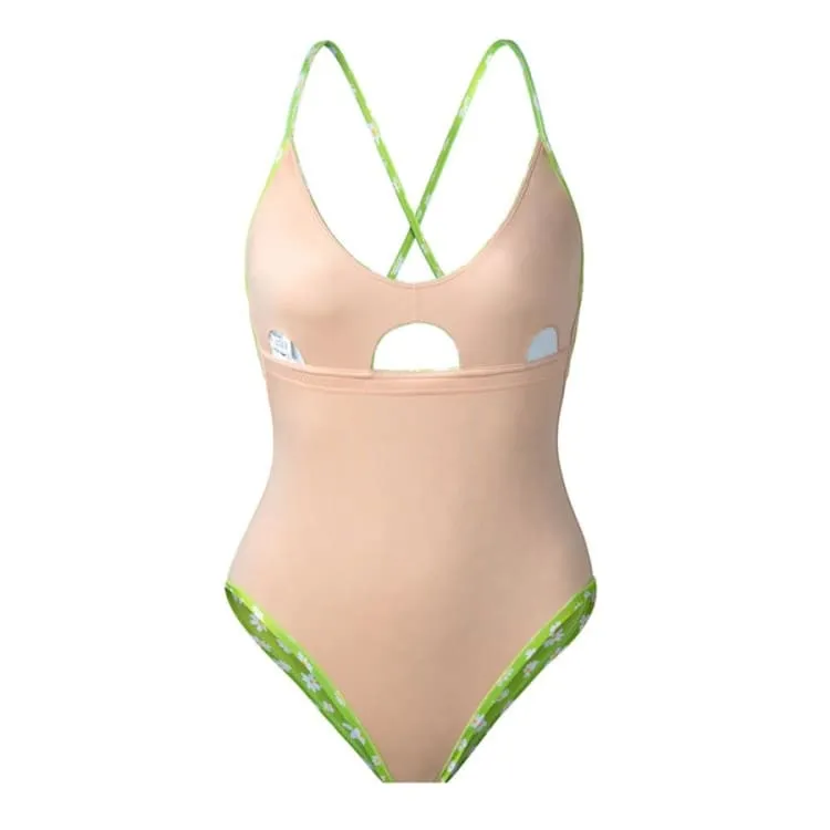 Barrel Womens Halfmoon Monokini-NEON FLOWER