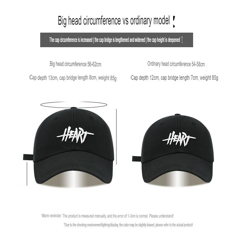 Baseball Cap Heart Letter Hat Women's Face Revealing Small Design Spring and Summer Sun Visor Peaked Hat Women