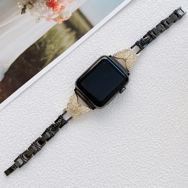 Bling Band fit Apple Watch Series 8 7 6 Women Diamond Butterfly Strap