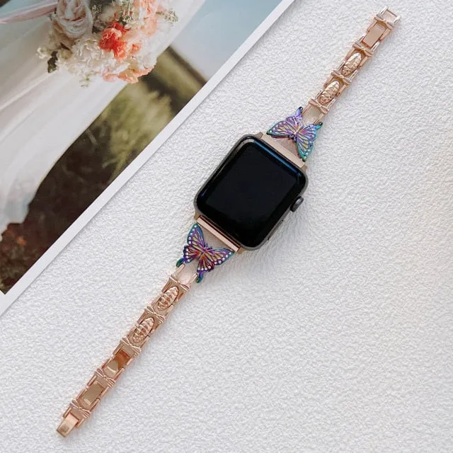 Bling Band fit Apple Watch Series 8 7 6 Women Diamond Butterfly Strap