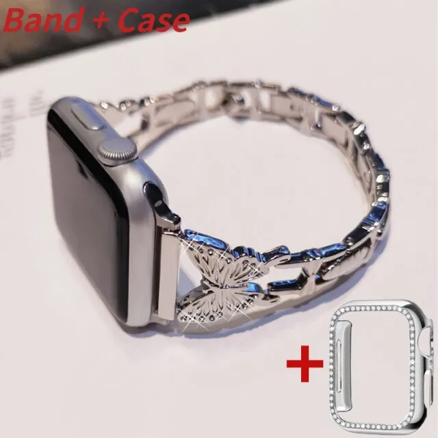 Bling Band fit Apple Watch Series 8 7 6 Women Diamond Butterfly Strap