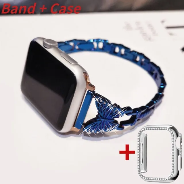 Bling Band fit Apple Watch Series 8 7 6 Women Diamond Butterfly Strap