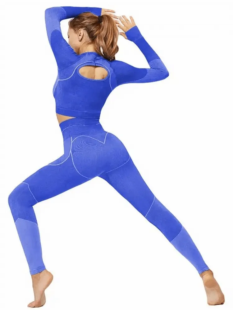 Breathable Women's Leggings and Long Sleeve Top Set - SF1761