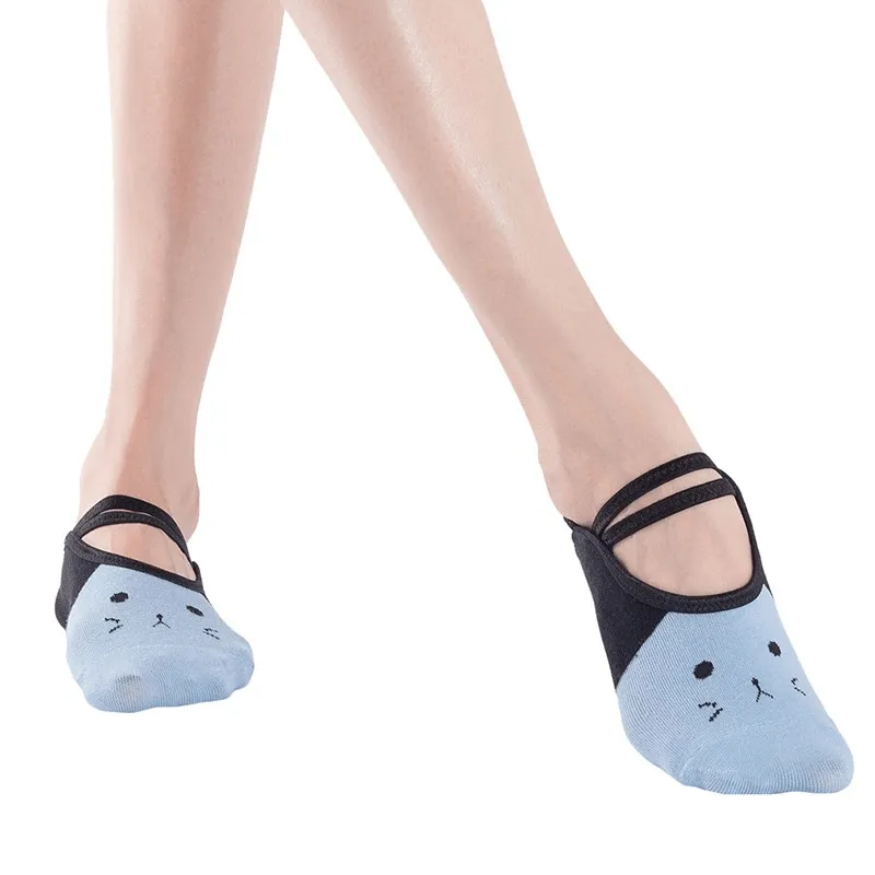 Cartoon Cat Print Anti-Slip Yoga Pilates Socks for Women - SF0326