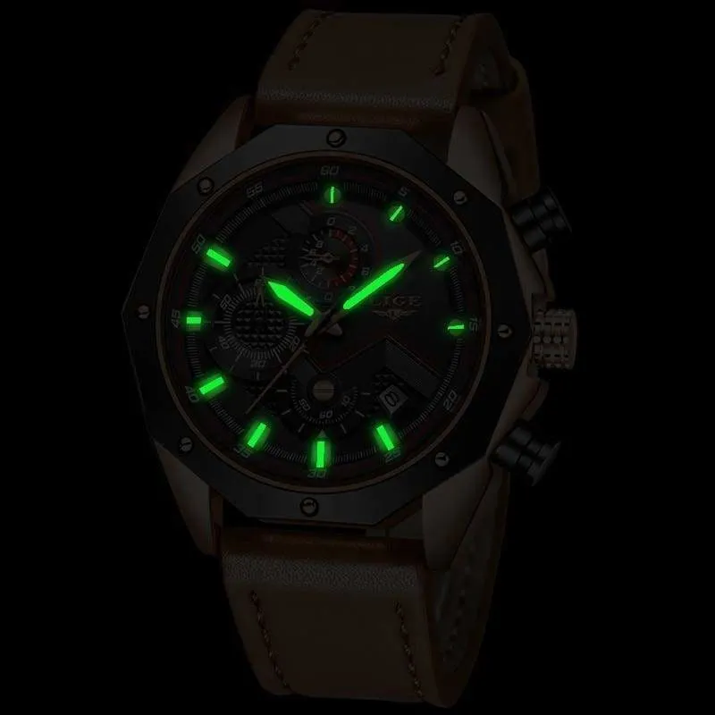 Casual Leather Military Waterproof Sports Watch