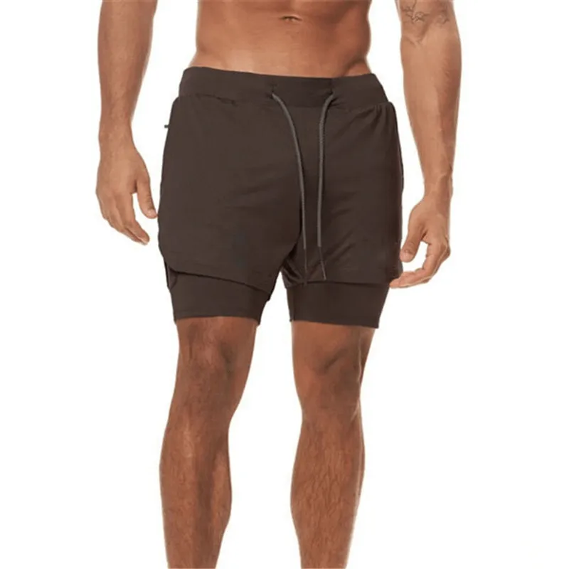 Elastic Fitness Running Double Shorts with Phone Pocket - SF0938