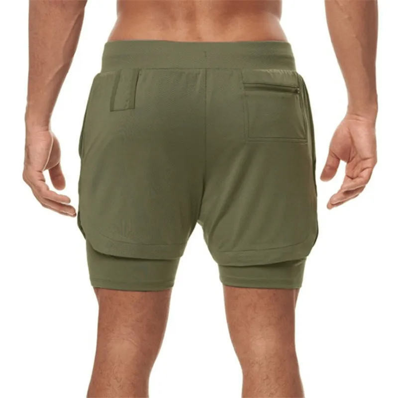 Elastic Fitness Running Double Shorts with Phone Pocket - SF0938