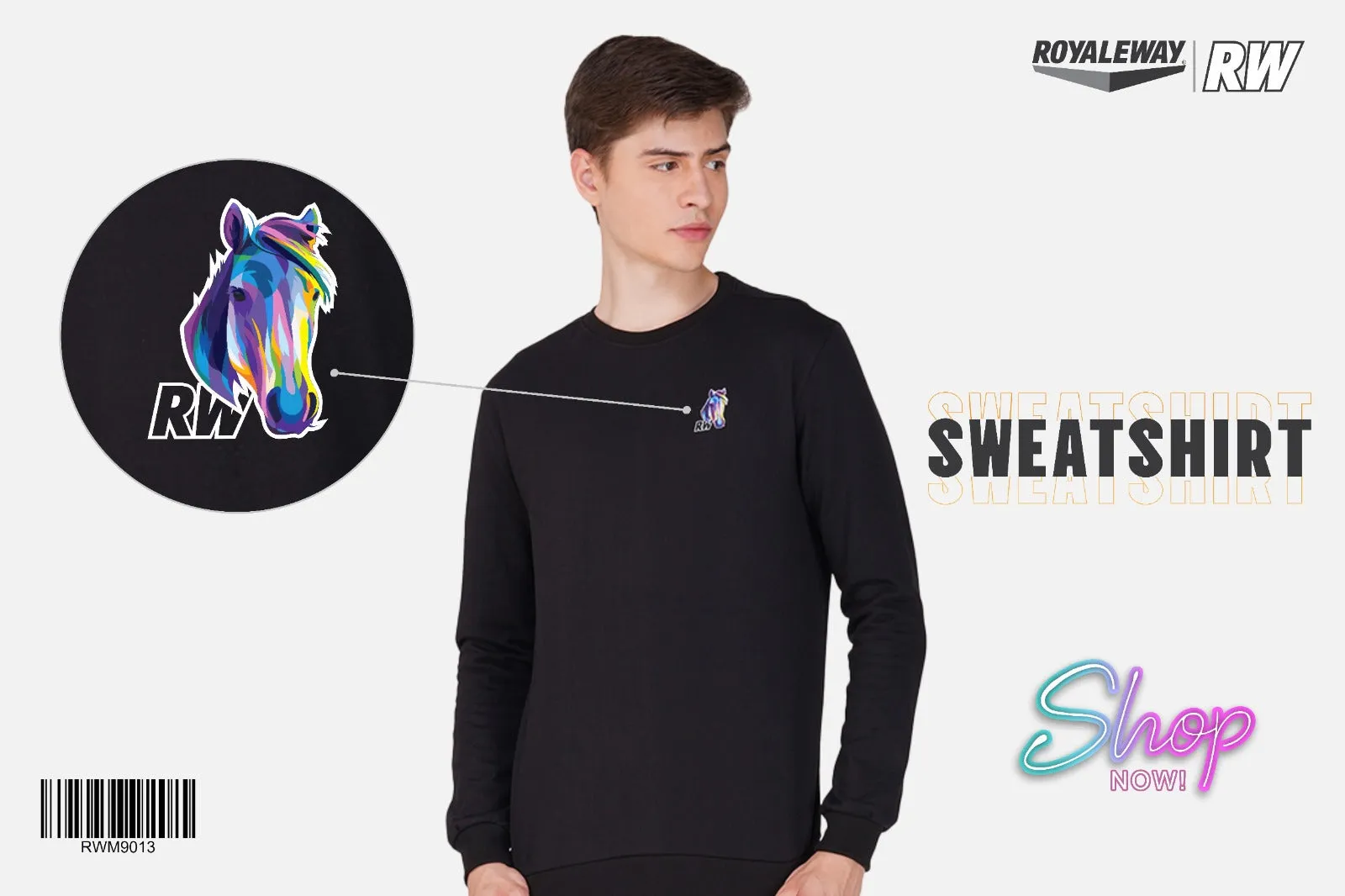 Fleece Horse Black Sweatshirt RWM9013