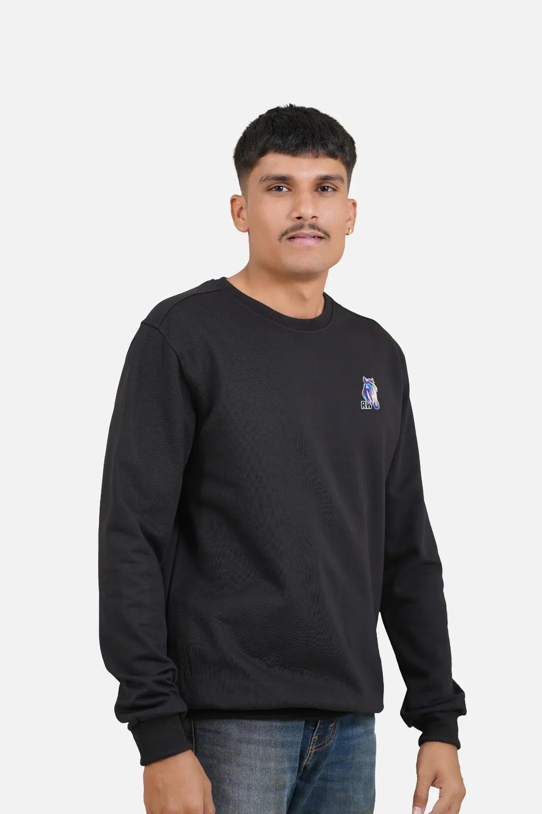 Fleece Horse Black Sweatshirt RWM9013