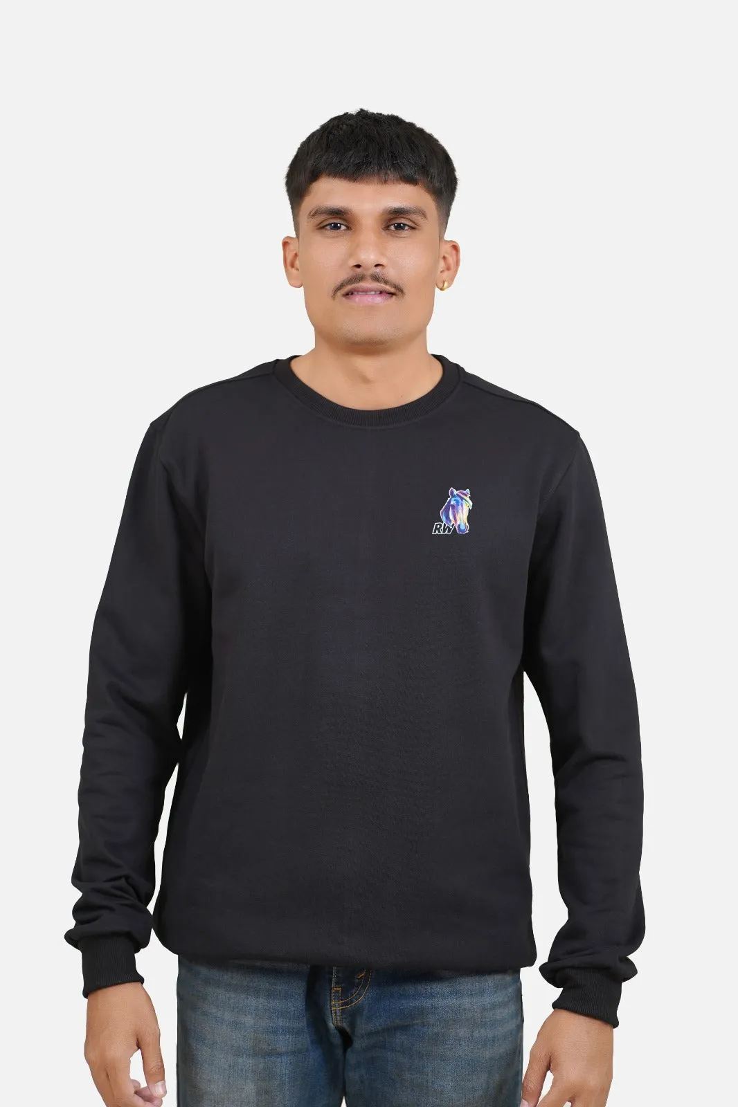 Fleece Horse Black Sweatshirt RWM9013