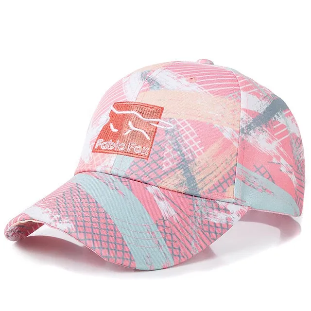 Geometric Tie Dye Cotton Fabio Fox Patch Baseball Adjustable Snapback Cap