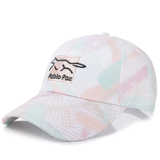 Geometric Tie Dye Cotton Fabio Fox Patch Baseball Adjustable Snapback Cap