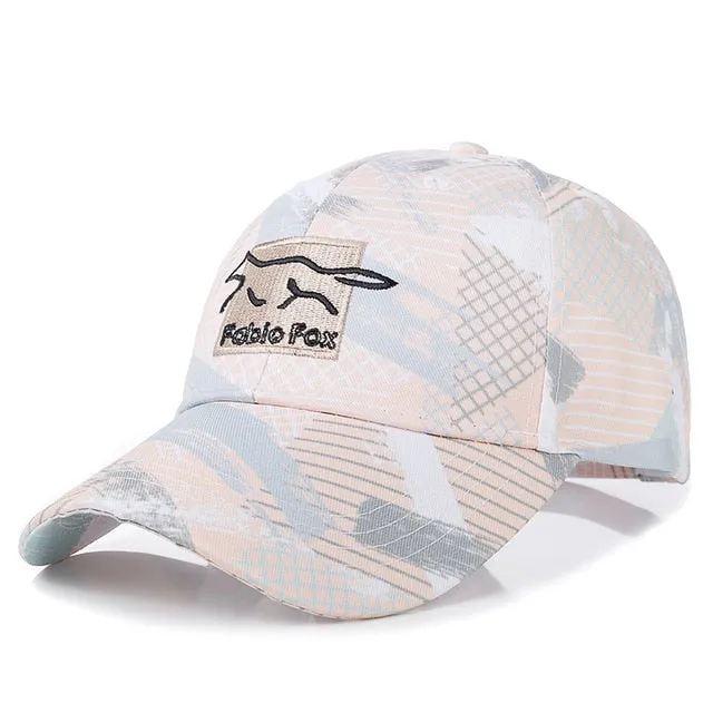 Geometric Tie Dye Cotton Fabio Fox Patch Baseball Adjustable Snapback Cap