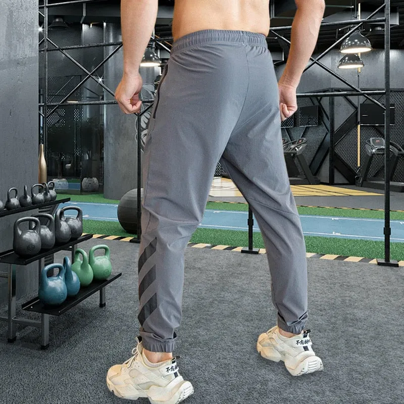 Gym Fitness Workout Sweatpants Running Athletic Apparel Outdoor Training Sports Trousers Elastic Waist Zipper Pockets Long Pants