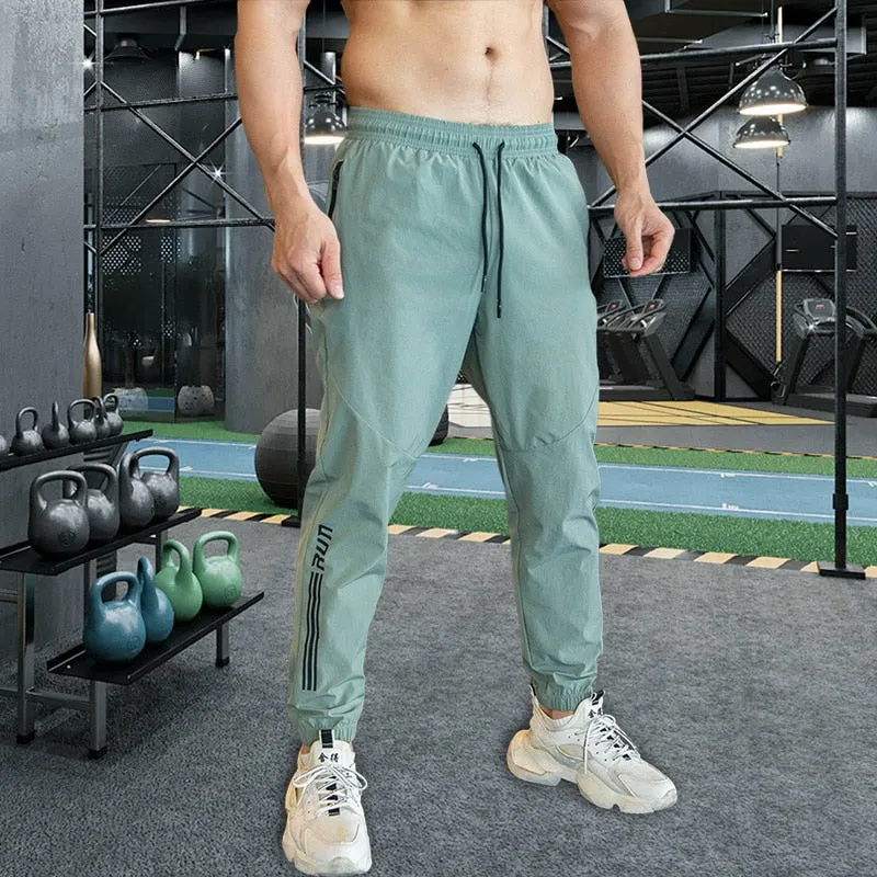 Gym Fitness Workout Sweatpants Running Athletic Apparel Outdoor Training Sports Trousers Elastic Waist Zipper Pockets Long Pants