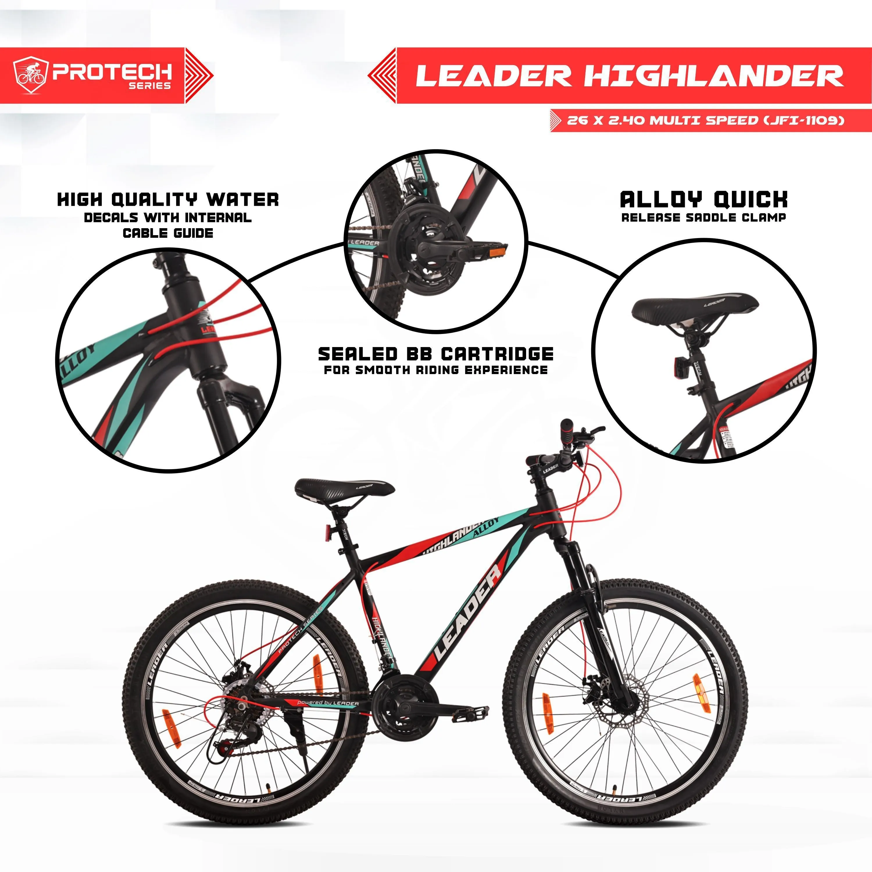 Highlander 26t 21-speed Alloy Mtb Cycle With Dual Disc Brake And Front Suspension 26 T Hybrid Cycle/city Bike (21 Gear | Black)