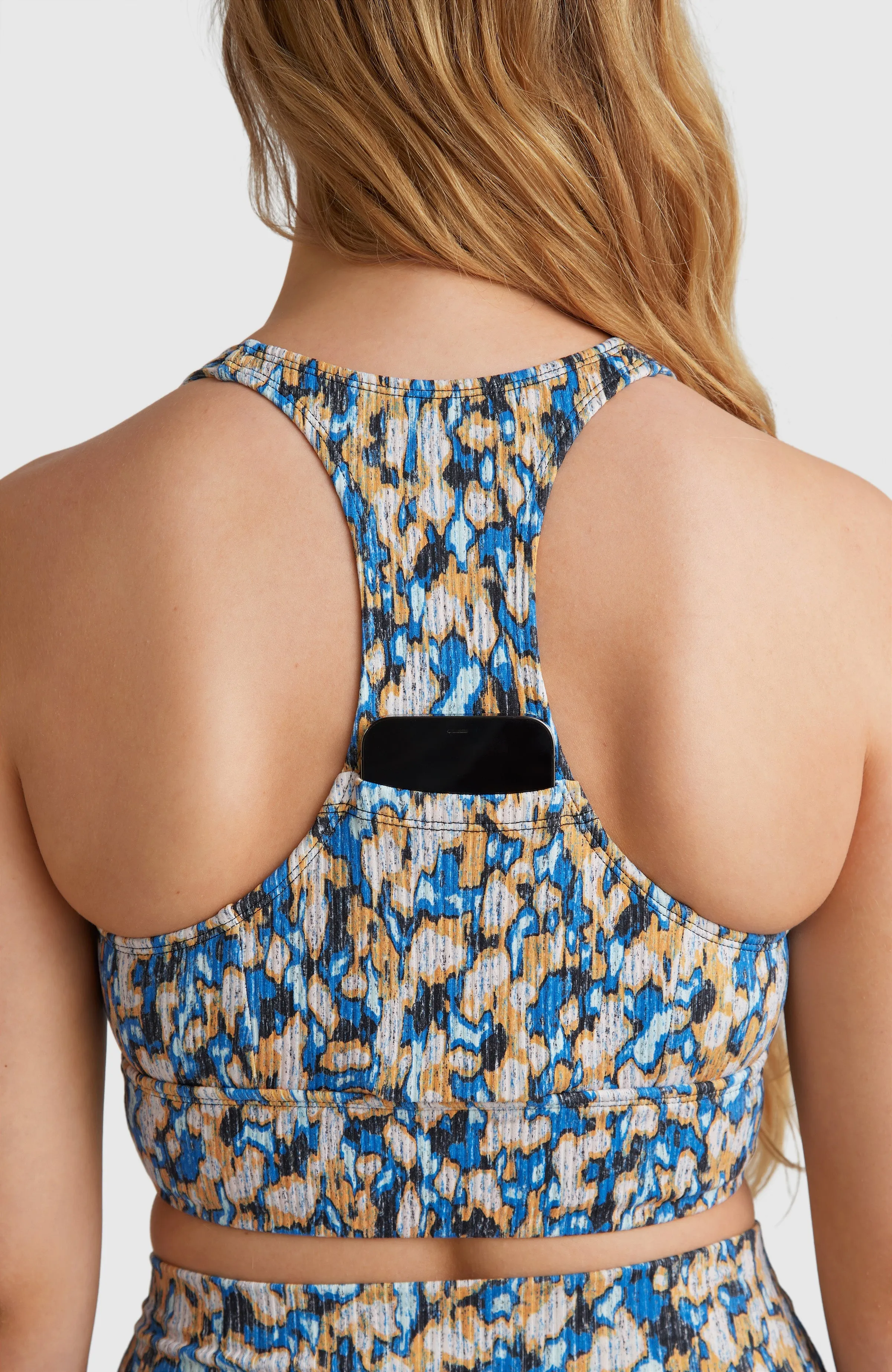 Hike Rib Sports Top | Blue Minimal Camo