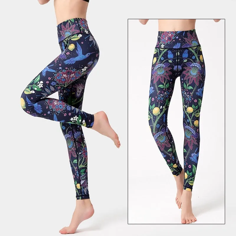 KittenAlarm - Mojoyce Cloud Hide Yoga Pants Sports Leggings Women High Waist Trainer Long Tights Flower Push Up Running Trouser Workout Plus Size XL