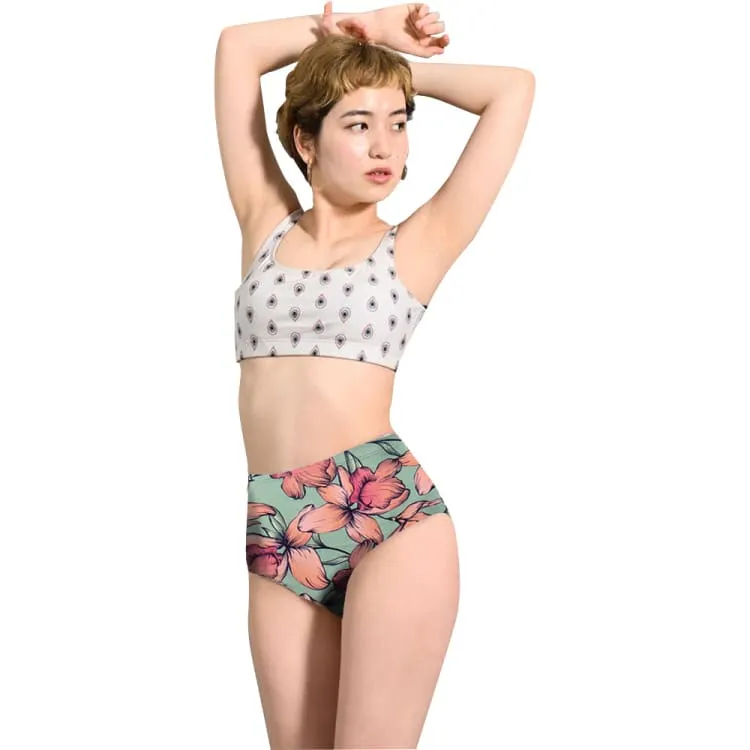 Maka-Hou Women High Waist Bikini Panties-BIG FLOWER (Japanese Brand)