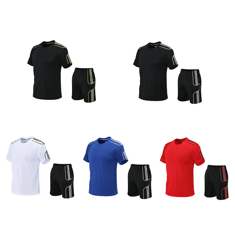 Men's Athletic Stripe T-Shirt and Shorts Set - SF2030