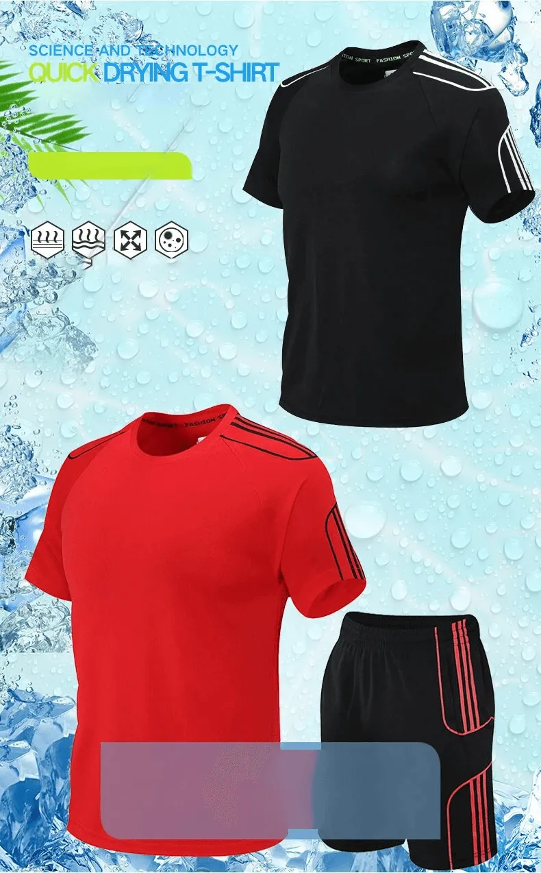 Men's Athletic Stripe T-Shirt and Shorts Set - SF2030