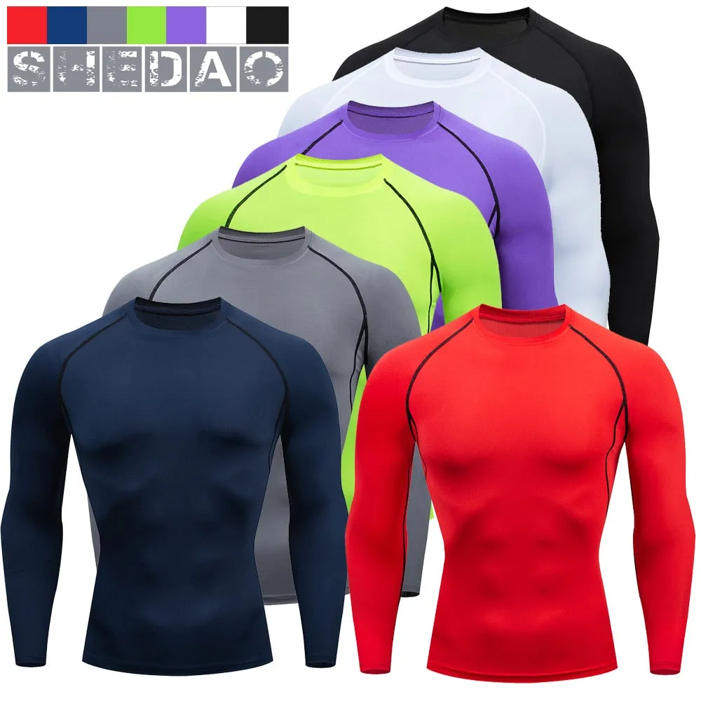 Men's Running Set Gym Long Sleeve T-shirt Pants Rashguard Tight Sport Set Men Compression Shirts Fitness Bodybuilding Clothing