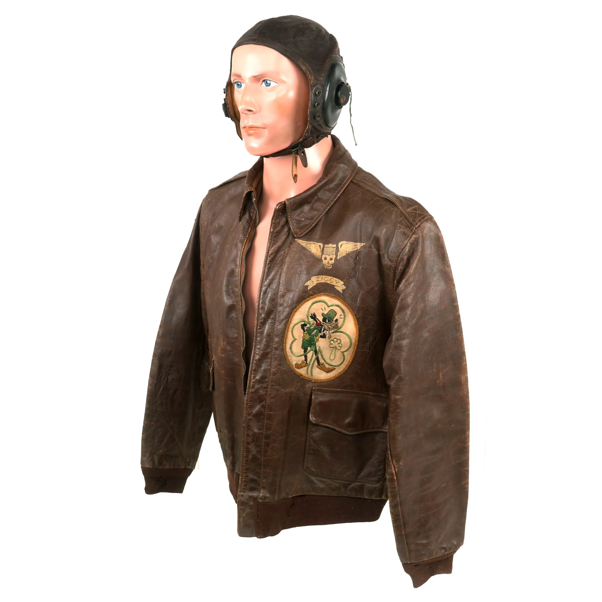 Original U.S. WWII B-17 Pilot Grouping to “The Mad Pollack” Al Petska with Painted A2 Flight Jacket with Disney Patch & Crew Written on Liner - “Contrary Mary” 602nd Bomb Squadron, 398th Bomb Group