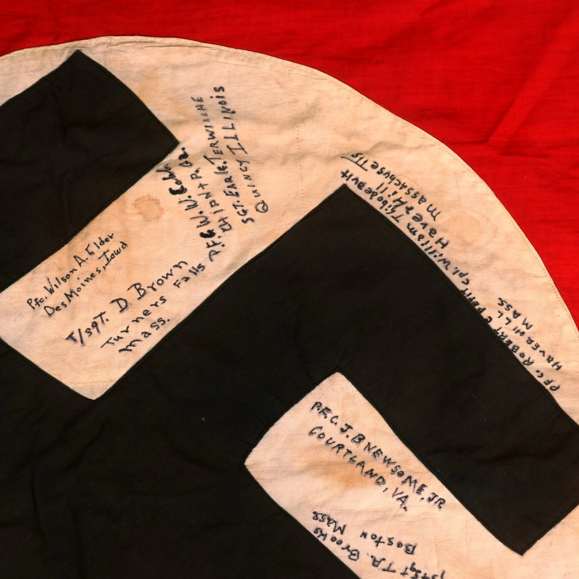 Original U.S. WWII Battle of the Bulge Bronze Star Recipient Uniform & Captured Signed German Flag Grouping - Interview Published Online - Lt. Samuel A. Saldutti, 328th Infantry, 26th Yankee Infantry Division