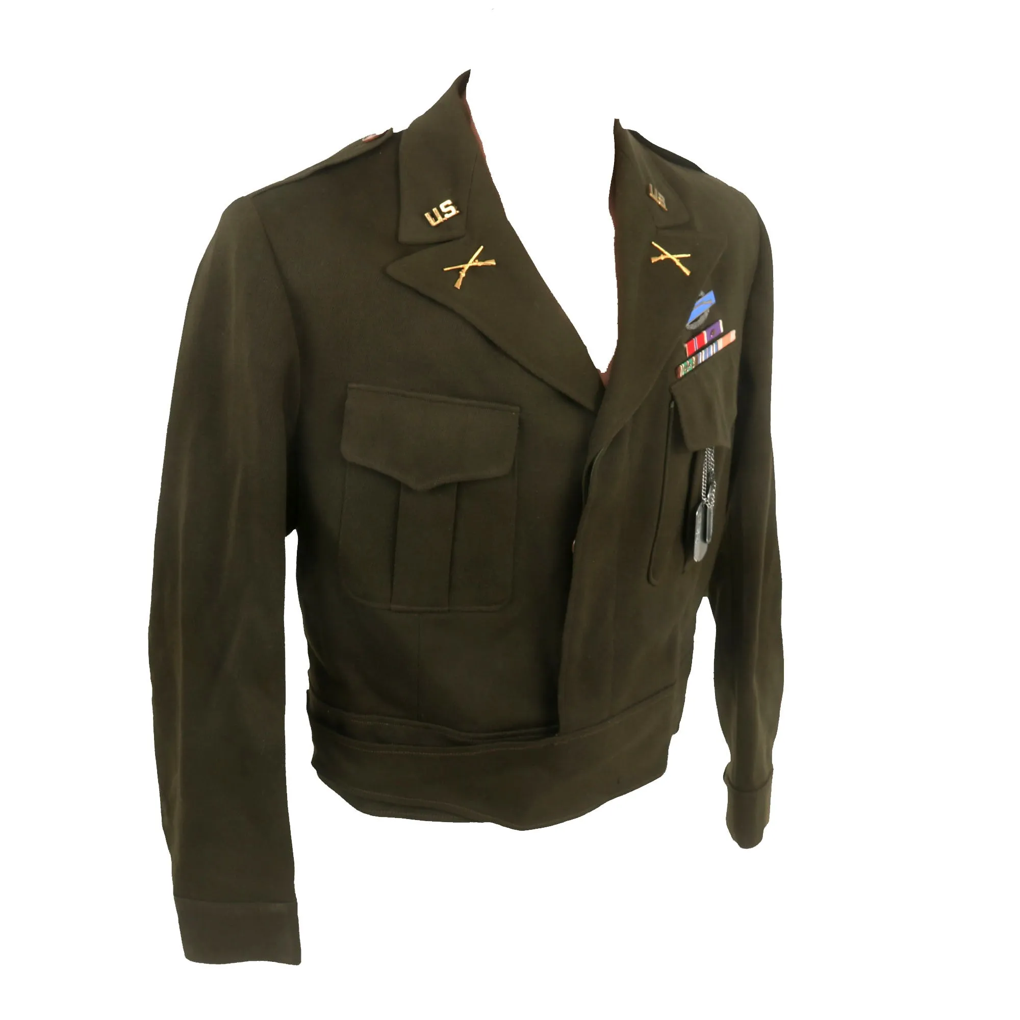 Original U.S. WWII Battle of the Bulge Bronze Star Recipient Uniform & Captured Signed German Flag Grouping - Interview Published Online - Lt. Samuel A. Saldutti, 328th Infantry, 26th Yankee Infantry Division