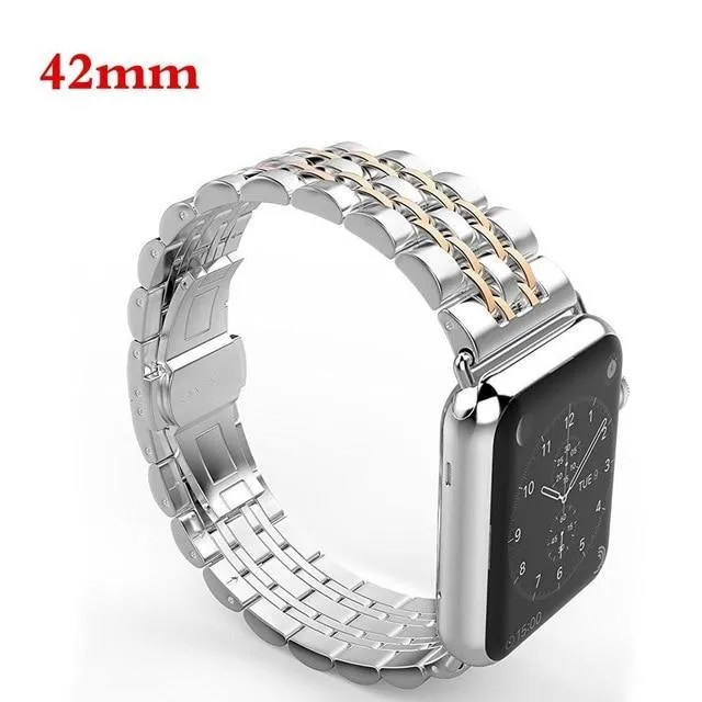 Pure Silver Luxury Two Tone Links Stainless Steel Apple Watch