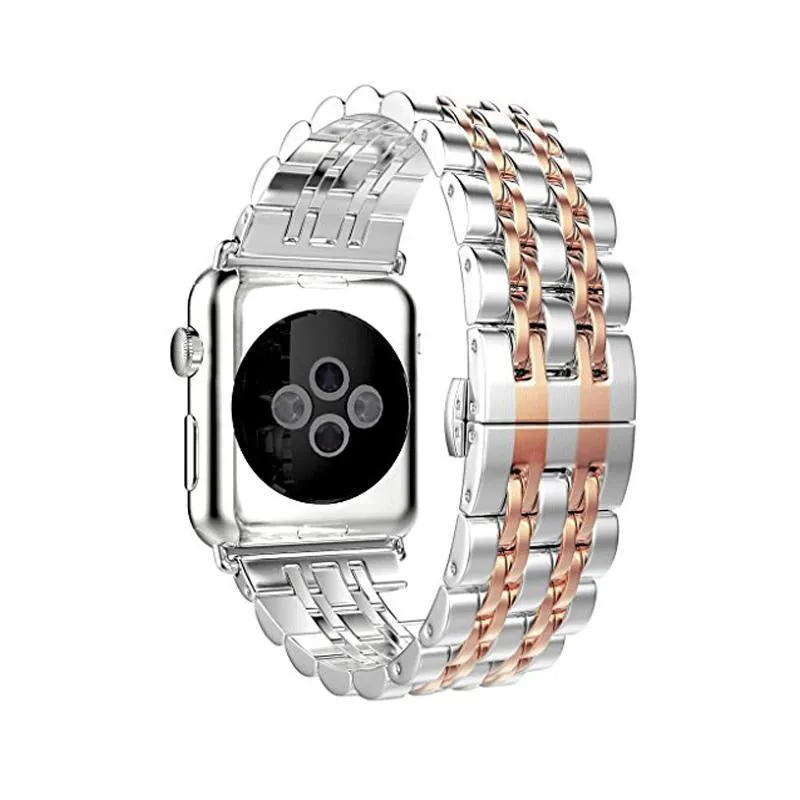 Pure Silver Luxury Two Tone Links Stainless Steel Apple Watch