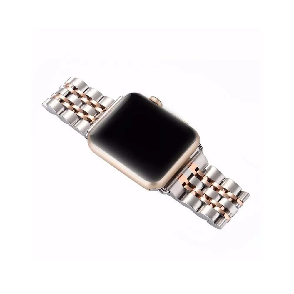 Pure Silver Luxury Two Tone Links Stainless Steel Apple Watch