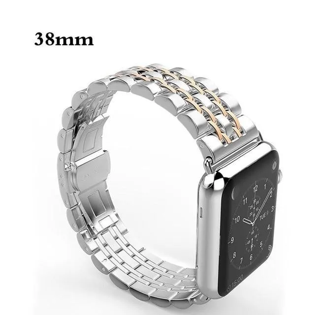 Pure Silver Luxury Two Tone Links Stainless Steel Apple Watch