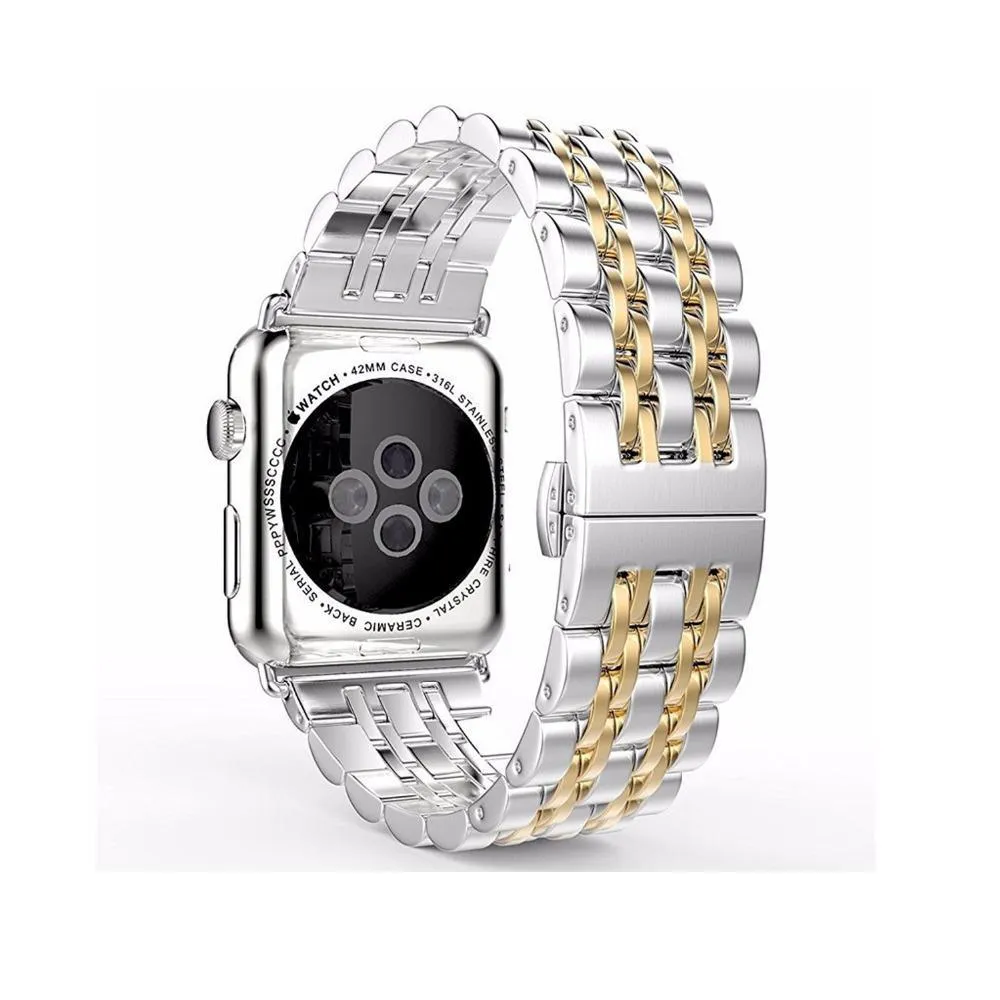 Pure Silver Luxury Two Tone Links Stainless Steel Apple Watch