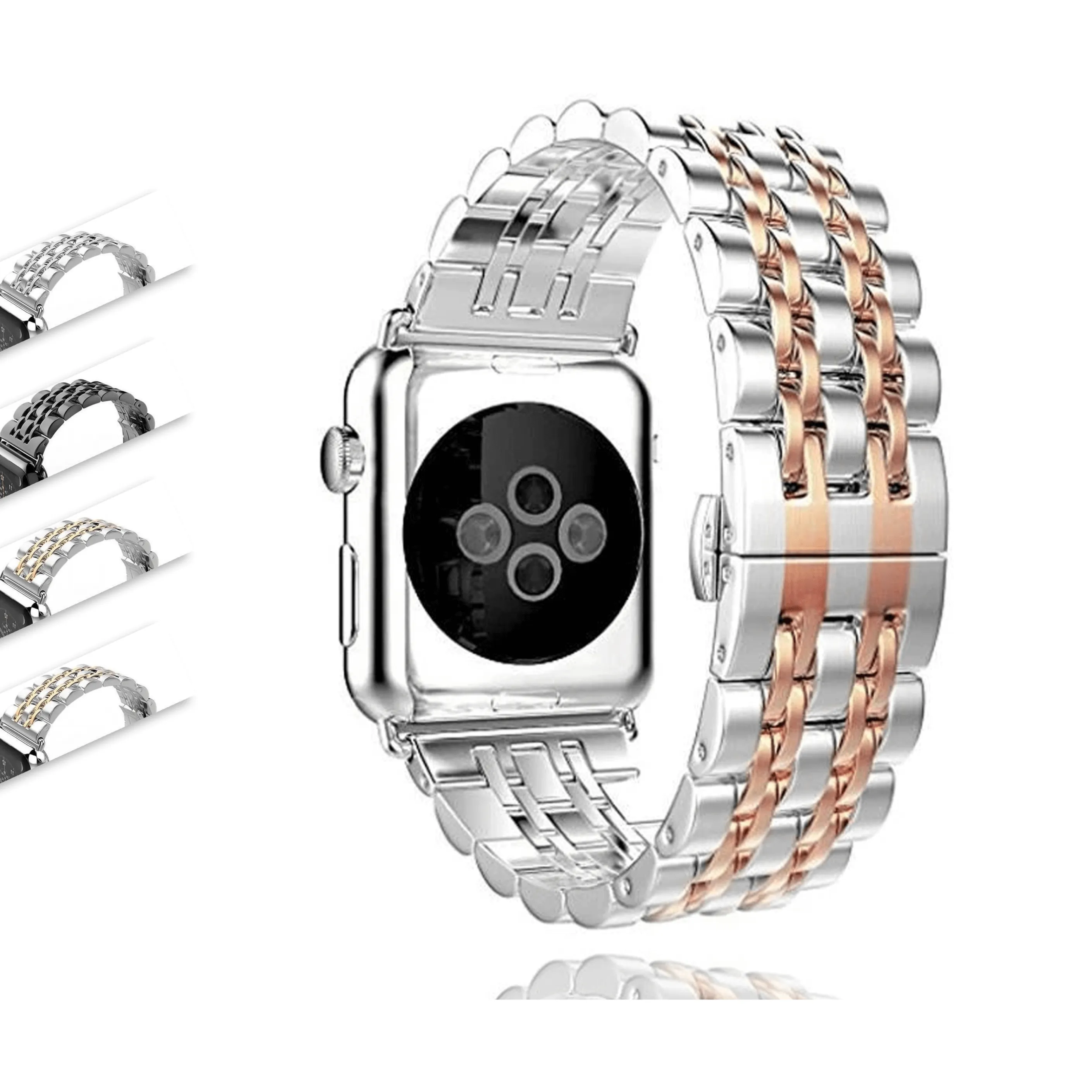 Pure Silver Luxury Two Tone Links Stainless Steel Apple Watch