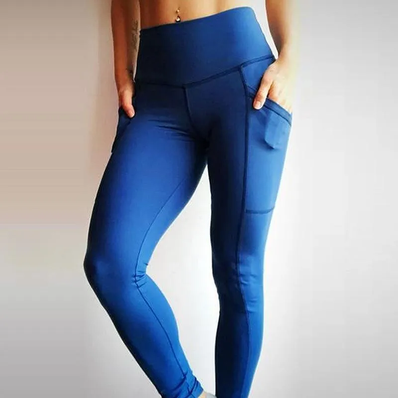 Push Up Fitness Leggings Women High Waist Workout Legging with Pockets Patchwork Leggins Pants Women Fitness Clothing (US 6-16)