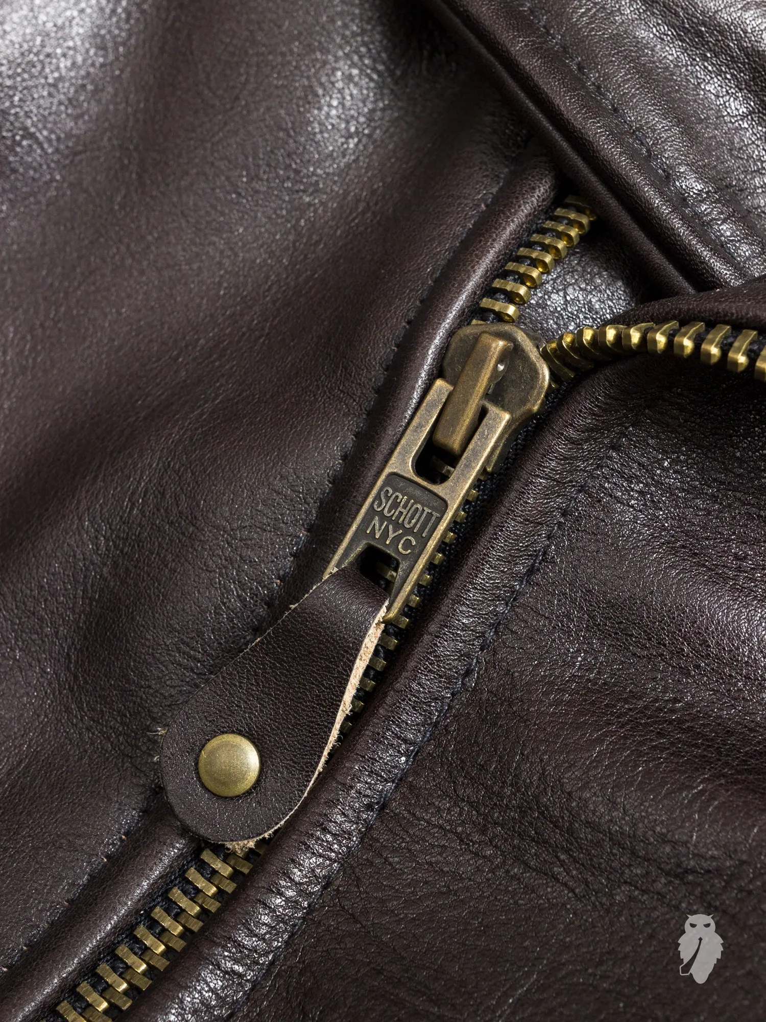 "3sixteen x Schott NYC" Arabica Perfecto Leather Jacket in Brown