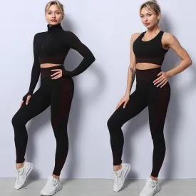 Seamless Gym Set Women 2PCS Fitness Workout Sports Bra Active Wear Crop Top Leggings Tracksuit Yoga Set Womens 2 Piece Outfits